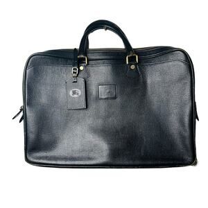 BURBERRY Black Calfskin Leather Briefcase Slim Style Messenger Bag